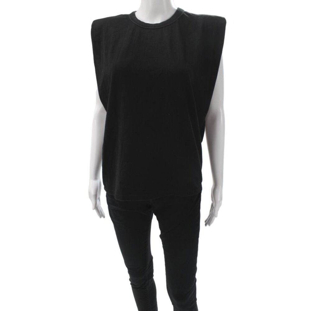 Frankie Shop Women Basic Black Cotton Crew Neck Sleeveless T-Shirt Size XS